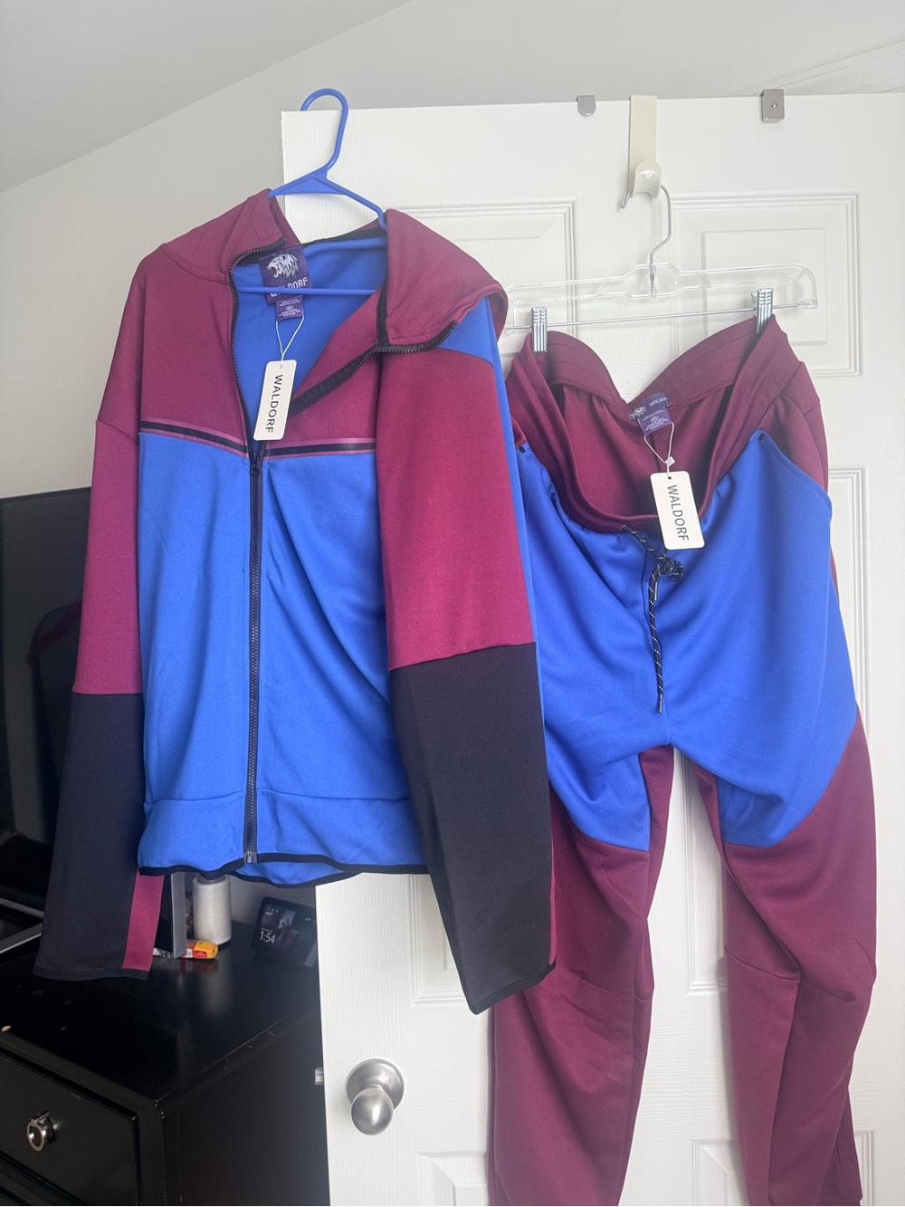 Waldorf Colorblock Blue, Burgundy & Black Zip Jacket and pants 2xl NWT